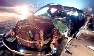 कार-टै्रक्टर मेें भिड़ंत, जीएसटी के क्लर्क की मौत, तीन गंभीर