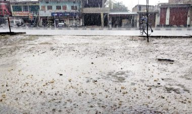 सरगुजा के उदयपुर में तेज हवाओं के साथ बारिश-ओलावृष्टि